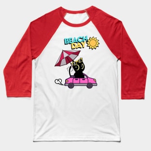 Cute black cat going to the beach Baseball T-Shirt
